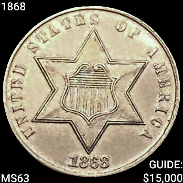 1868 Silver Three Cent CHOICE BU