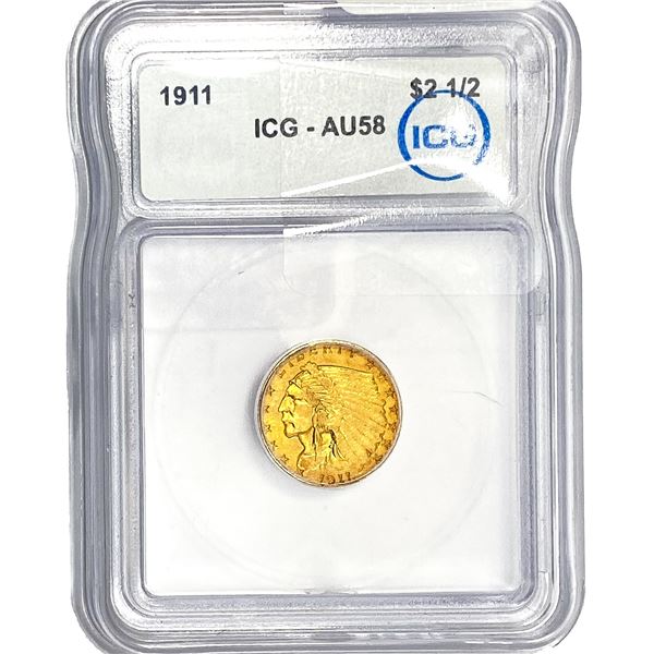 1911 $2.50 Gold Quarter Eagle ICG AU58