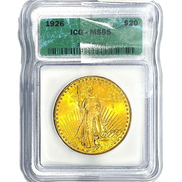 1926 $20 Gold Double Eagle ICG MS65