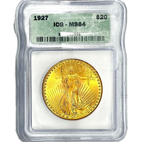 1927 $20 Gold Double Eagle ICG MS64