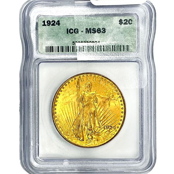 1924 $20 Gold Double Eagle ICG MS63