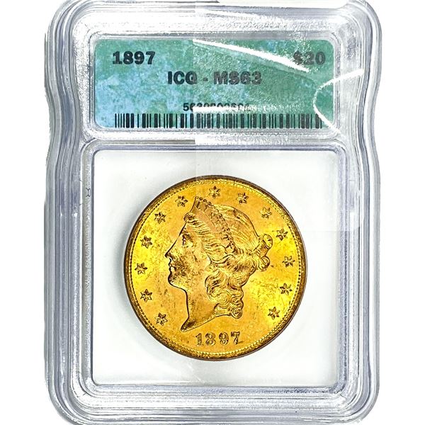 1897 $20 Gold Double Eagle ICG MS63