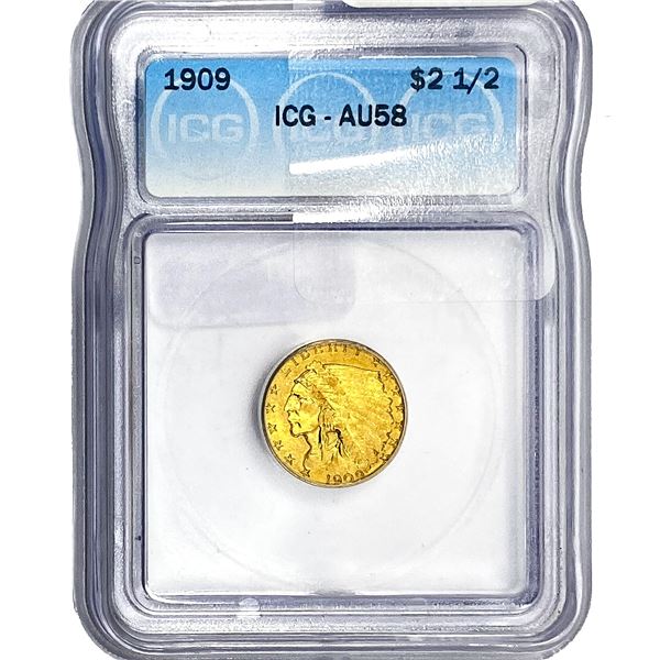 1909 $2.50 Gold Quarter Eagle ICG AU58