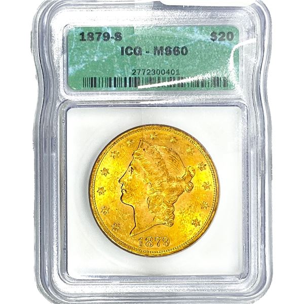 1879-S $20 Gold Double Eagle ICG MS60
