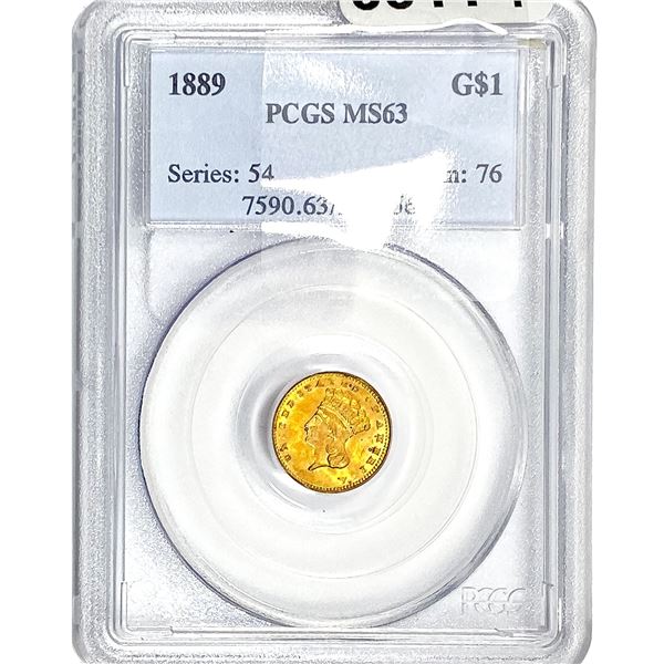 1889 Rare Gold Dollar PCGS MS63