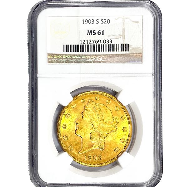 1903-S $20 Gold Double Eagle NGC MS61