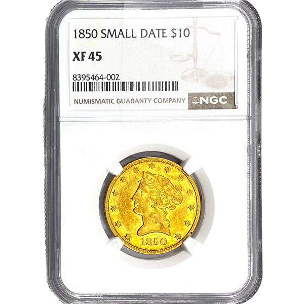 1850 Small Date $10 Gold Eagle NGC XF45