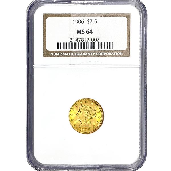 1906 $2.50 Gold Quarter Eagle NGC MS64