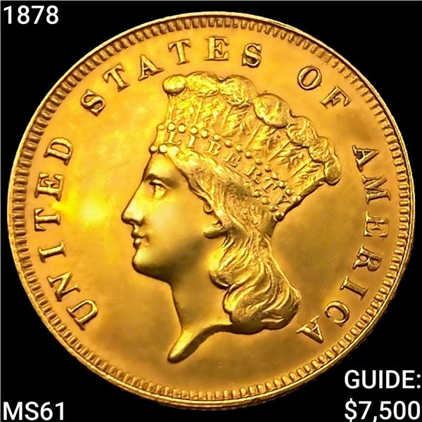 1878 $3 Gold Piece UNCIRCULATED