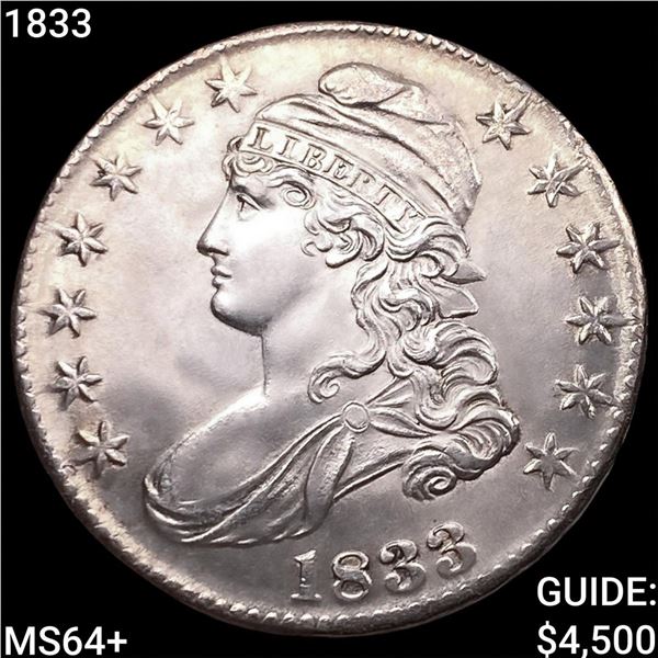 1833 Capped Bust Half Dollar CHOICE BU+