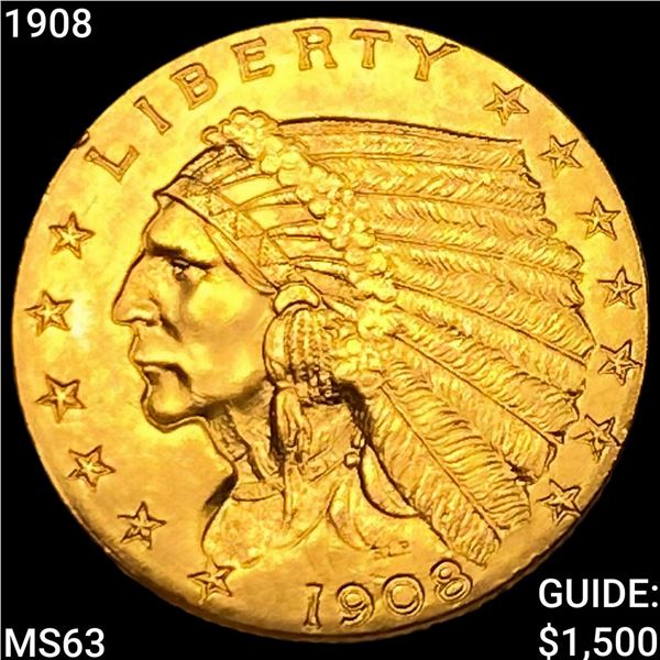 1908 $2.50 Gold Quarter Eagle CHOICE BU