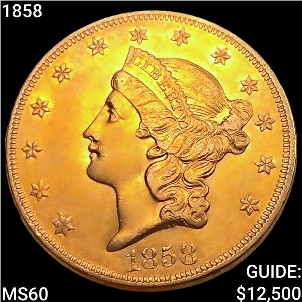 1858 $20 Gold Double Eagle UNCIRCULATED