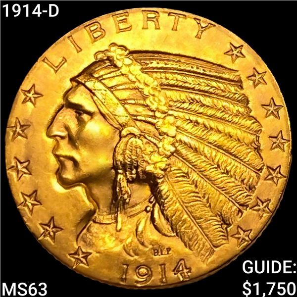 1914-D $5 Gold Half Eagle CHOICE BU