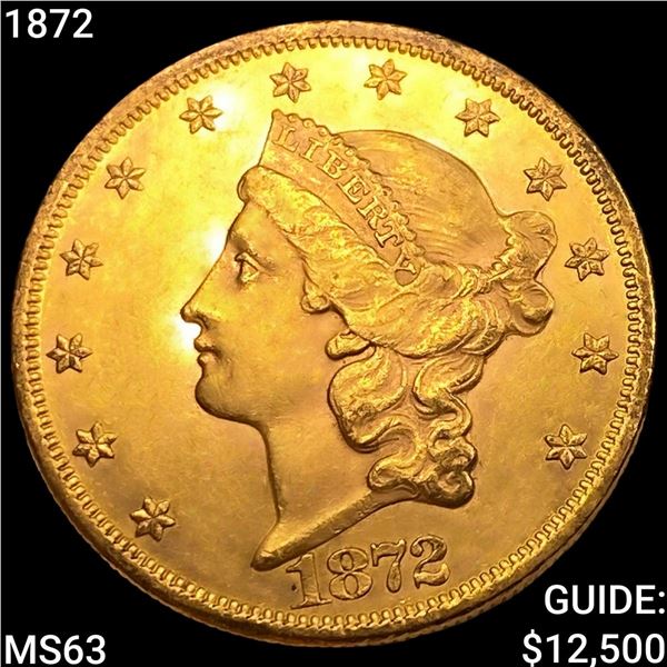 1872 $20 Gold Double Eagle CHOICE BU