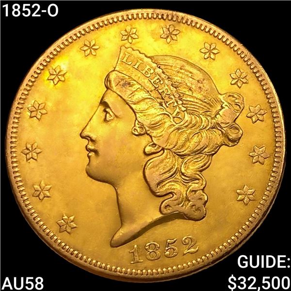 1852-O $20 Gold Double Eagle CHOICE AU