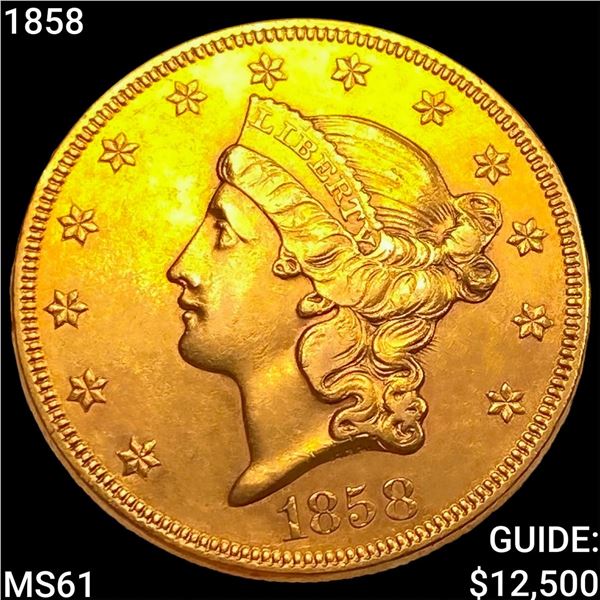 1858 $20 Gold Double Eagle UNCIRCULATED