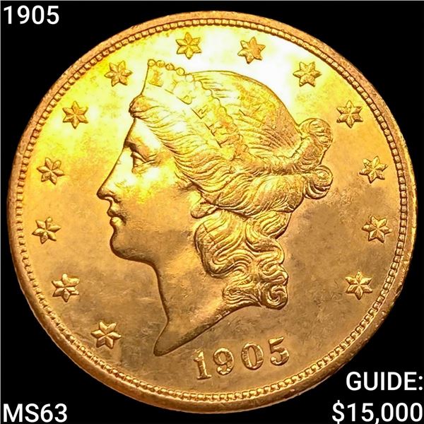 1905 $20 Gold Double Eagle CHOICE BU