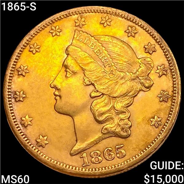 1865-S $20 Gold Double Eagle UNCIRCULATED