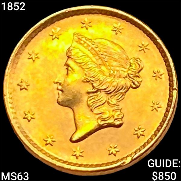 1852 Rare Gold Dollar CHOICE BU