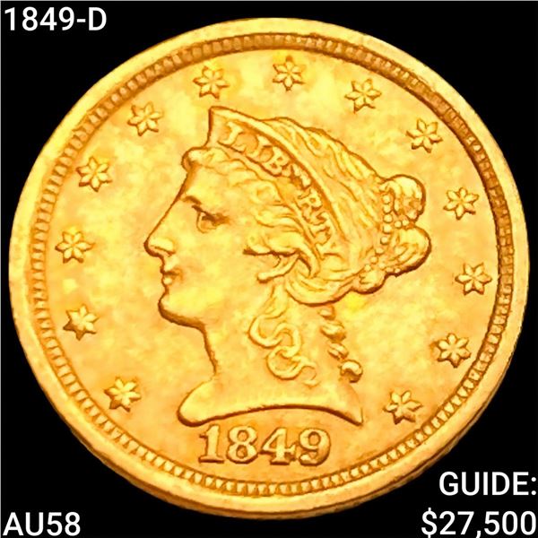 1849-D $2.50 Gold Quarter Eagle CHOICE AU