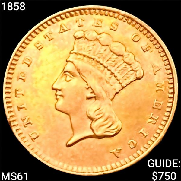 1858 Rare Gold Dollar UNCIRCULATED