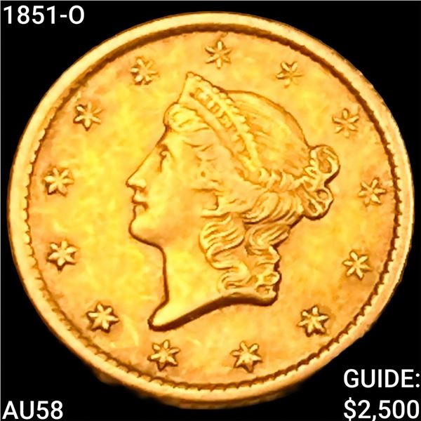 1851-O Rare Gold Dollar CHOICE AU