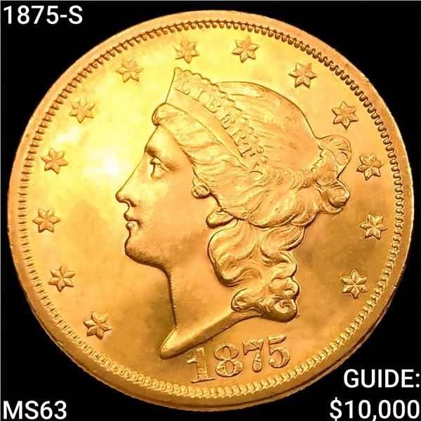 1875-S $20 Gold Double Eagle CHOICE BU