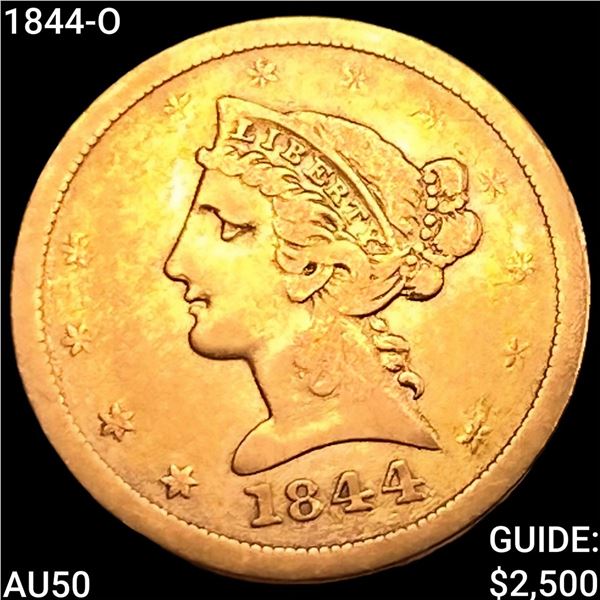 1844-O $5 Gold Half Eagle CLOSELY UNCIRCULATED