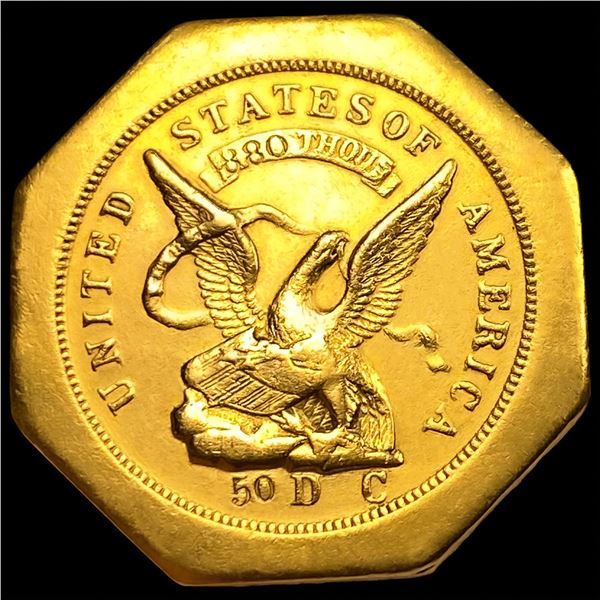 1851 A. Humbert $50 Gold "880" W/"50"
