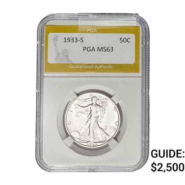 1933-S Walking Liberty Half Dollar PGA MS63