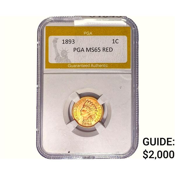 1893 Indian Head Cent PGA MS65 RED