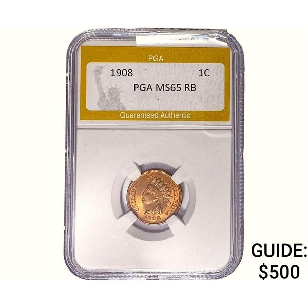 1908 Indian Head Cent PGA MS65 RB
