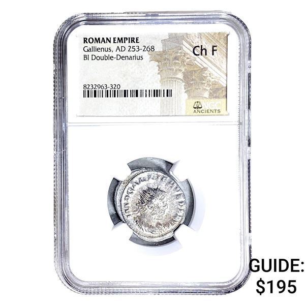 Roman Gallienus, AD 253-268 BI Dbl-Denarius NGC Ch F