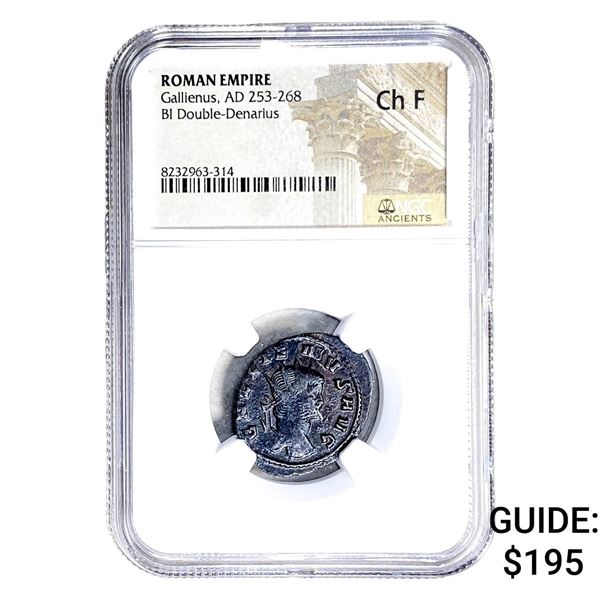 Roman Gallienus, AD 253-268 BI Dbl-Denarius NGC Ch F