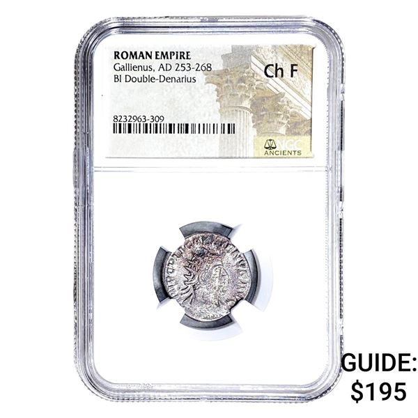 Roman Gallienus, AD 253-268 BI Dbl-Denarius NGC Ch F