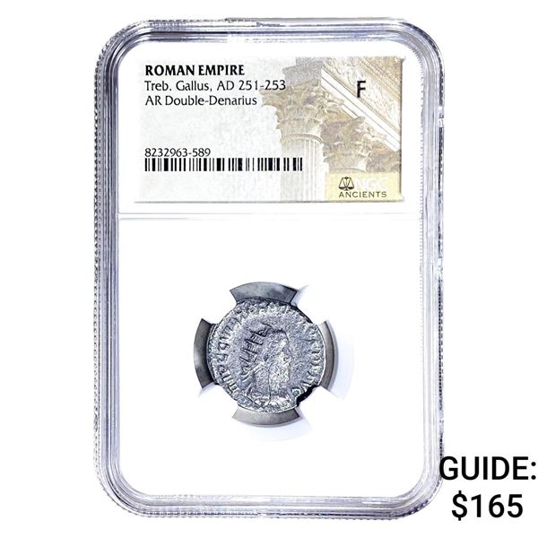 Roman Treb.Gallus, AD 251-253 AR Dbl-Denarius NGC F