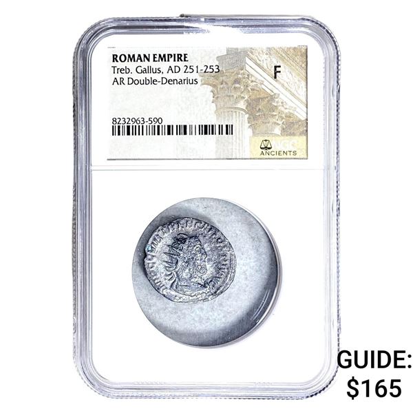 Roman Treb.Gallus, AD 251-253 AR Dbl-Denarius NGC F