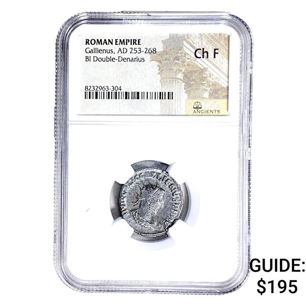 Roman Gallienus, AD 253-268 BI Dbl-Denarius NGC Ch F