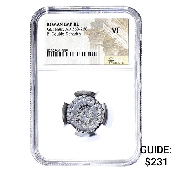 Roman Gallienus, AD 253-268 BI Dbl-Denarius NGC VF