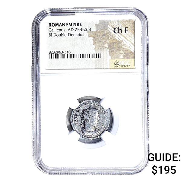 Roman Gallienus, AD 253-268 BI Dbl-Denarius NGC Ch F