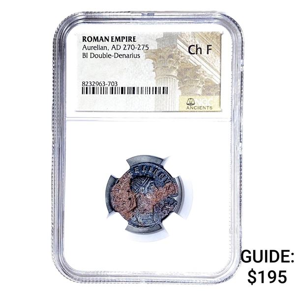 Roman Aurelian, AD 270-275 BI Dbl-Denarius NGC Ch F