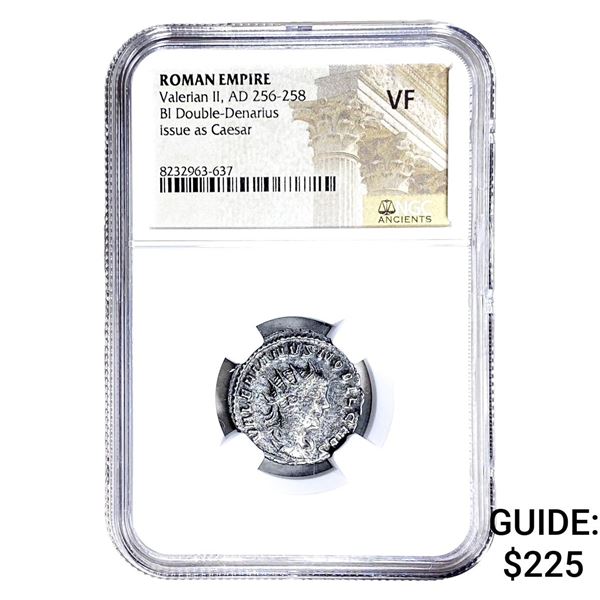 Roman Valerian II, AD 256-258 BI Dbl-Denarius NGC VF