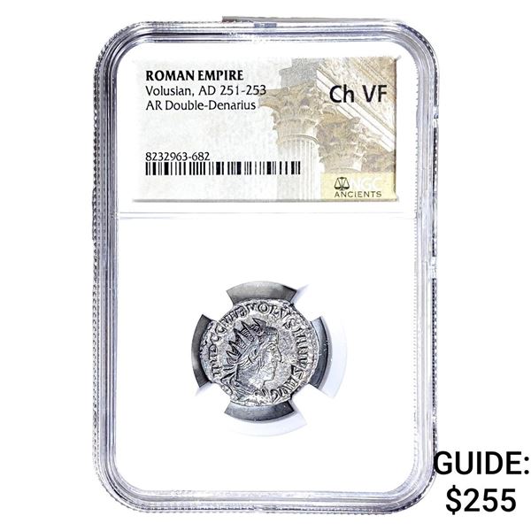 Roman Volusian, AD 251-253 AR Dbl-Denarius NGC Ch VF