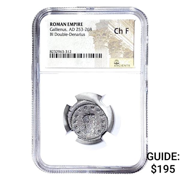 Roman Gallienus, AD 253-268 BI Dbl-Denarius NGC Ch F