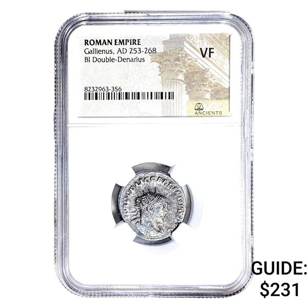 Roman Gallienus, AD 253-268 BI Dbl-Denarius NGC VF