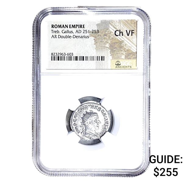 Roman Treb.Gallus, AD 251-253 AR Dbl-Denarius NGC Ch VF