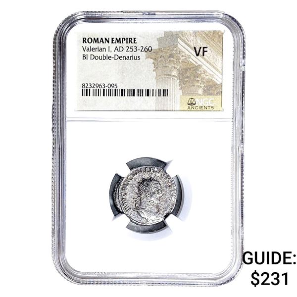 Roman Valerian I, AD 253-260 BI Dbl-Denarius NGC VF