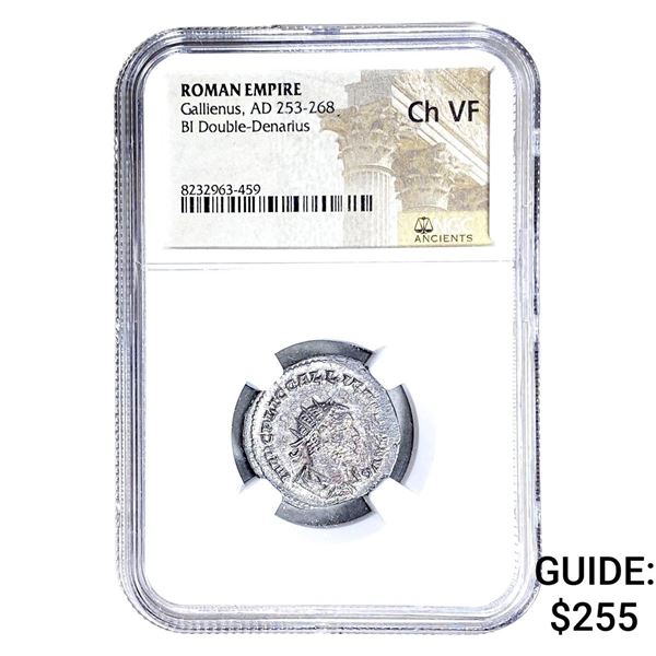 Roman Gallienus, AD 253-268 BI Dbl-Denarius NGC Ch VF