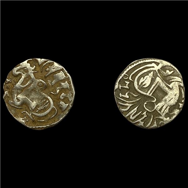 [2 Coins] 700-1000 AD India Rajput Silver Jital NEARLY UNCIRCULATED