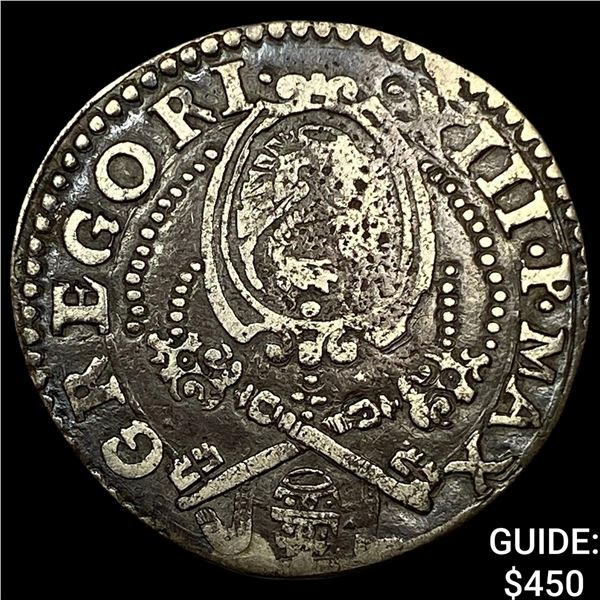 Ancona Gregory XIII 1572-1583 SIlver 1 Testone NEARLY UNCIRCULATED